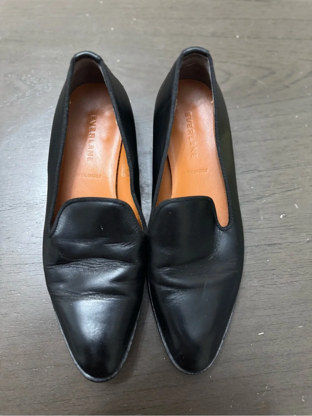 Everlane Shoes The Modern Loafer Leather Slip On Stacked   Heel Black Size 7.5